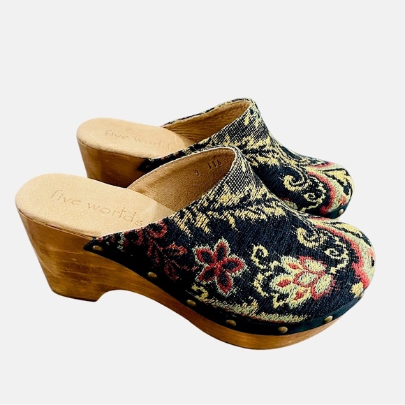 Sundance Cordani Zorba Tapestry Clogs Shoes Cyrilla Five Worlds 70s Retro New - Picture 4 of 15